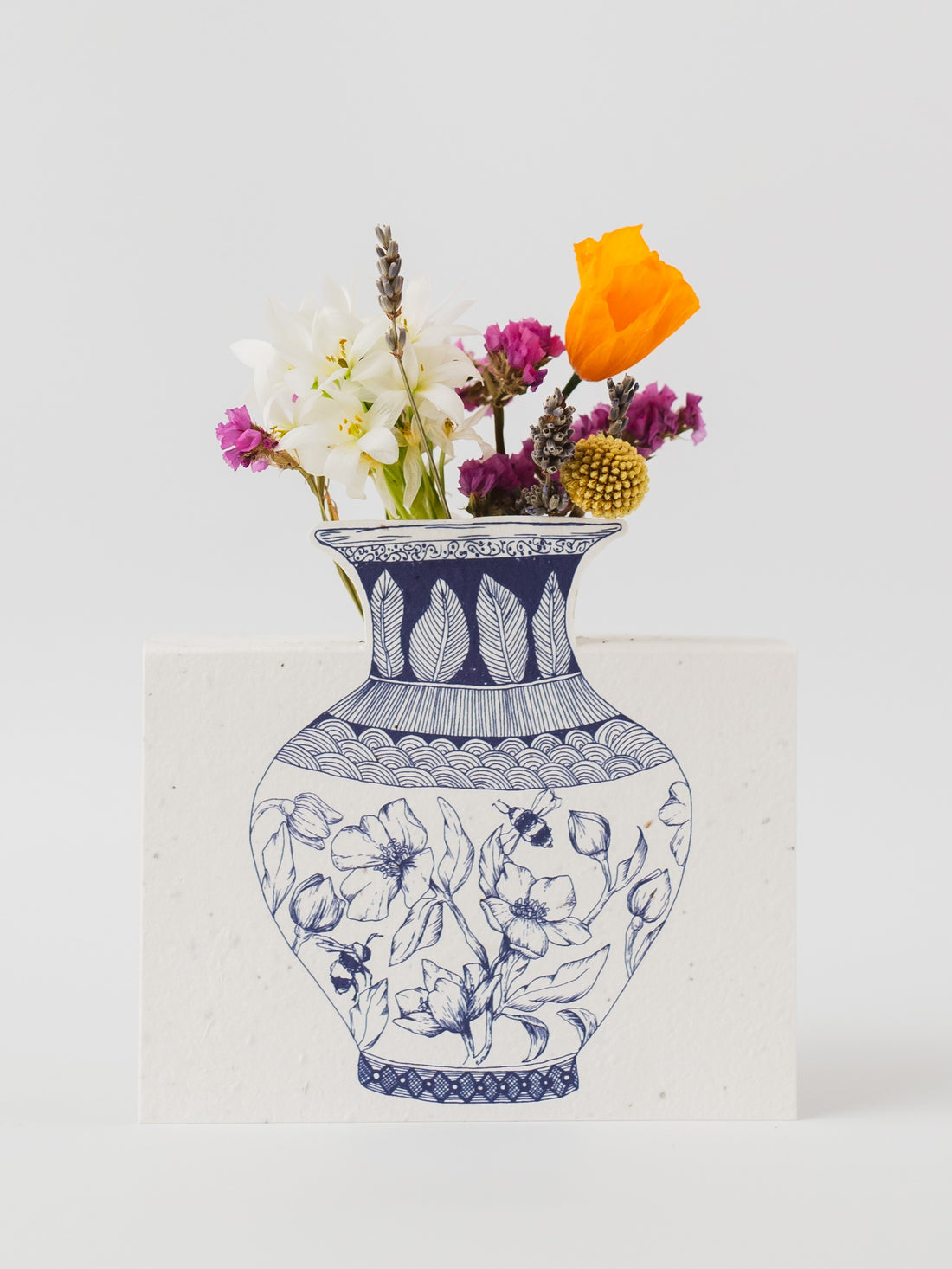 Handcut Rose Vase Plantable Card