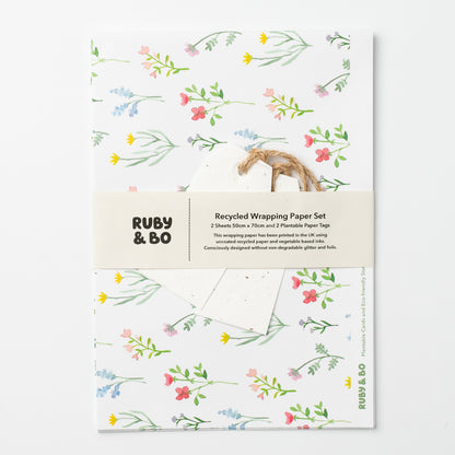 Ruby &amp; Bo WIldflower Recycled Wrap &amp; Plantable Tag Set