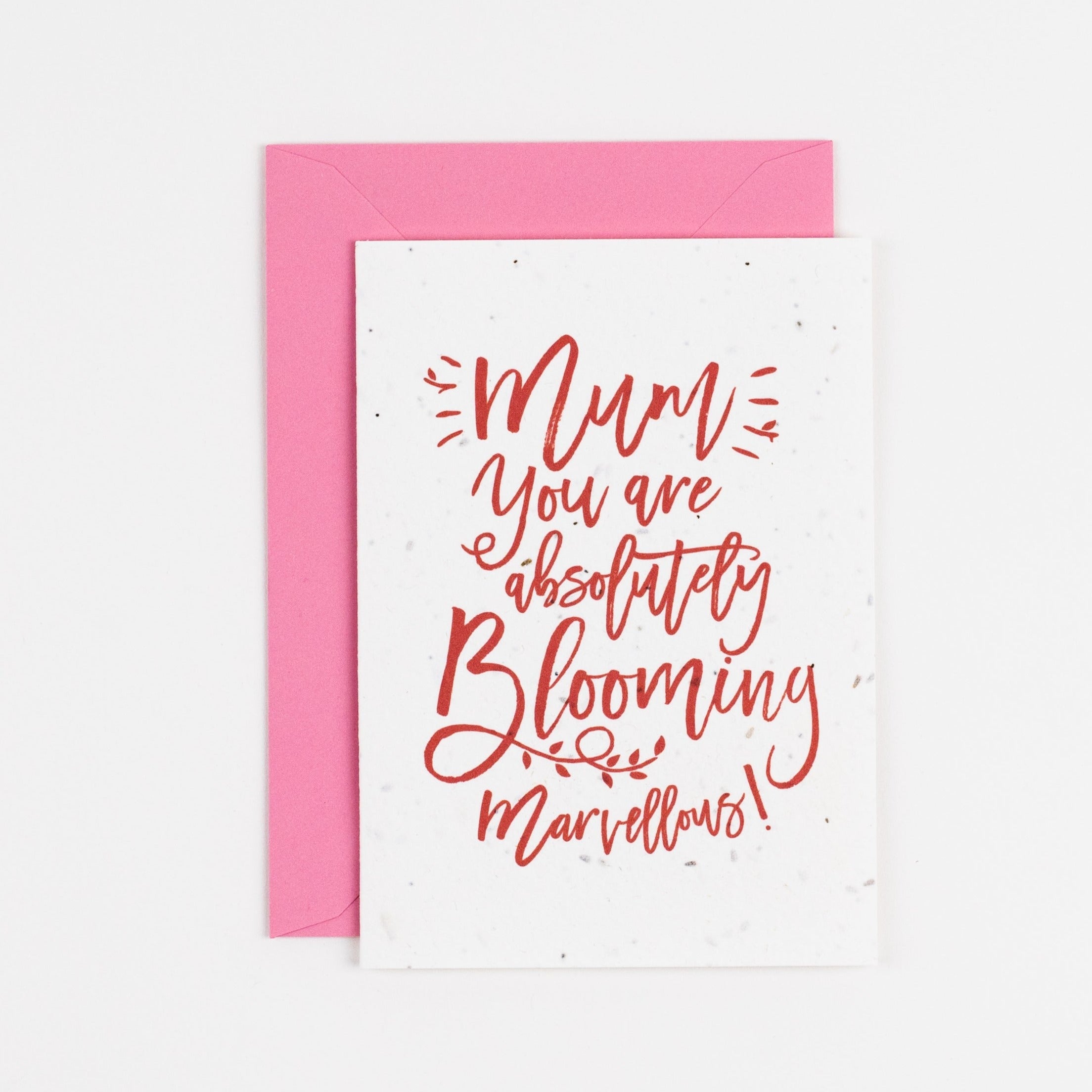 Blooming Marvellous Mum Plantable Card, Pink – Ruby and Bo