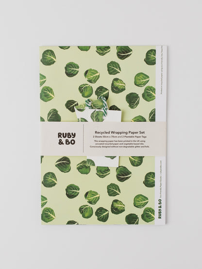 Brussel Sprout Recycled Wrap &amp; Plantable Tag Set