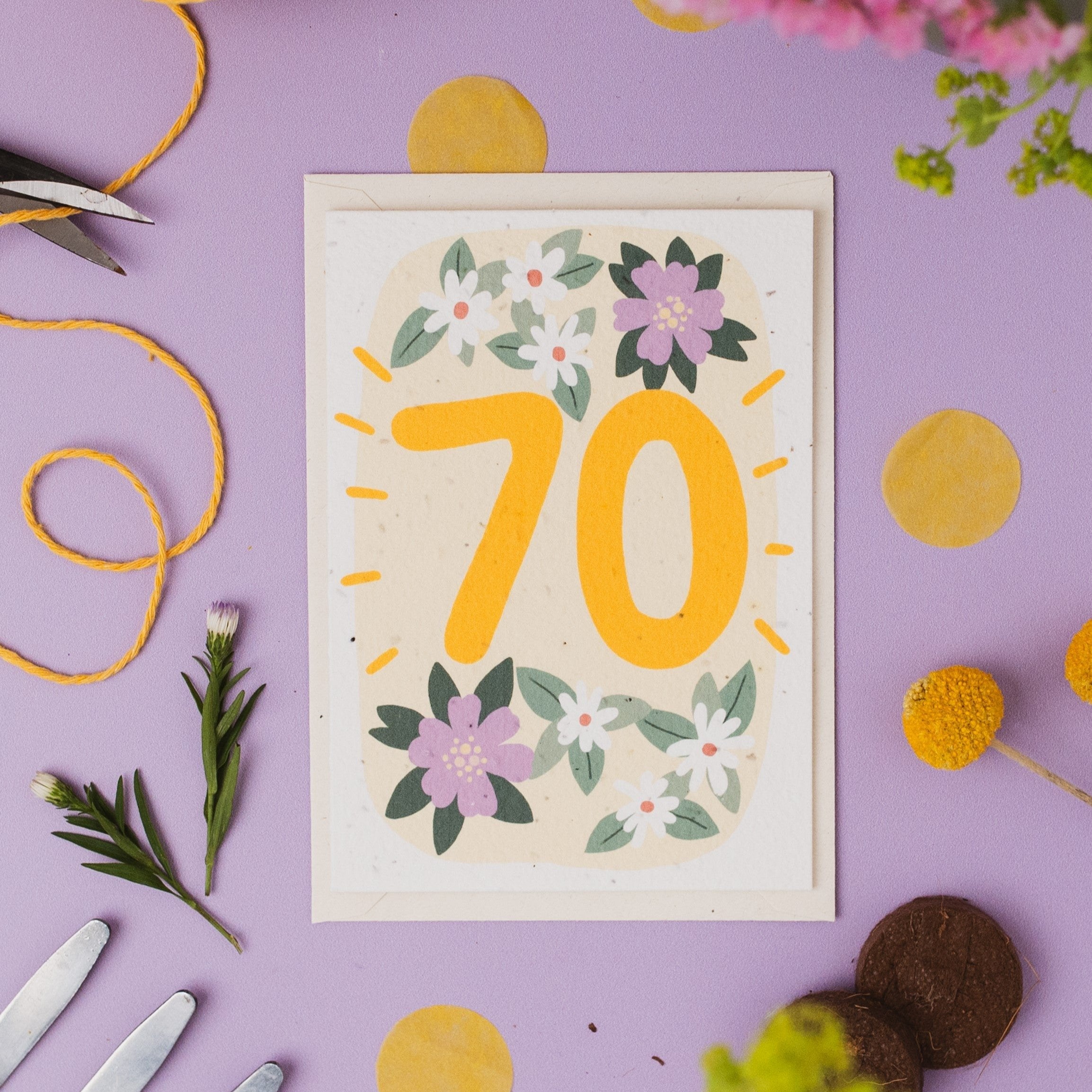 Plantable 70th Birthday Card