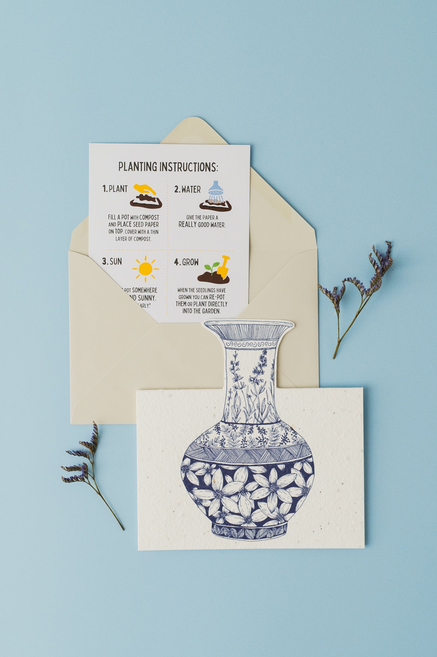 Handcut Dahlia Vase Plantable Card