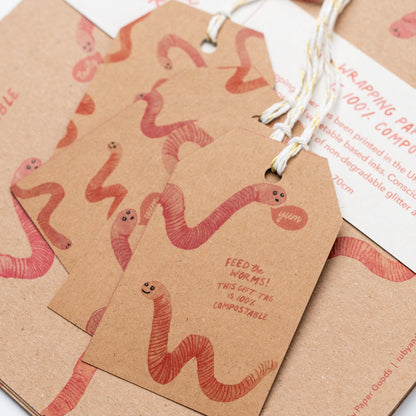 Feed The Worms Kraft Gift Tags