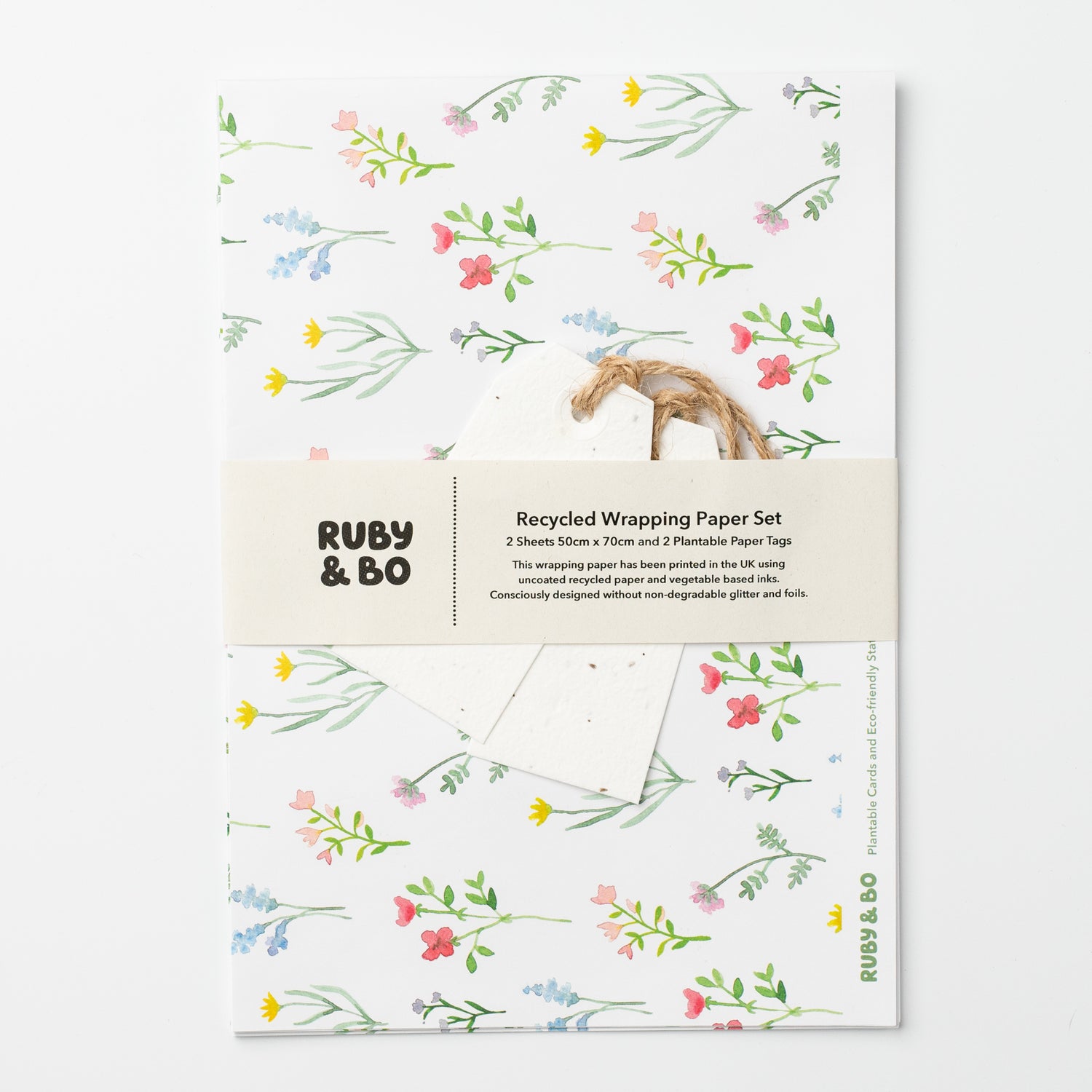 Ruby &amp; Bo WIldflower Recycled Wrap &amp; Plantable Tag Set
