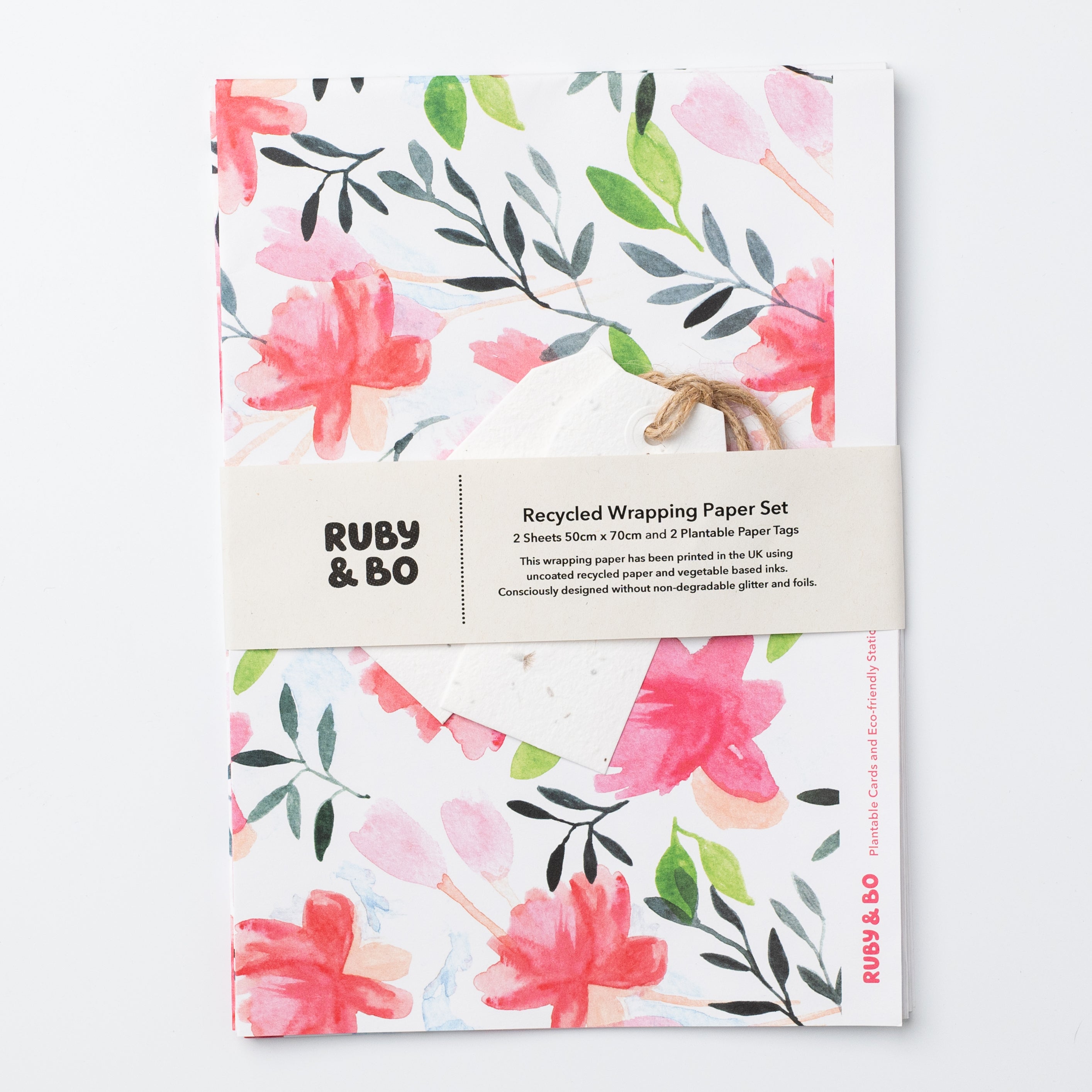 Ruby &amp; Bo Roses Recycled Wrap &amp; Plantable Tag Set