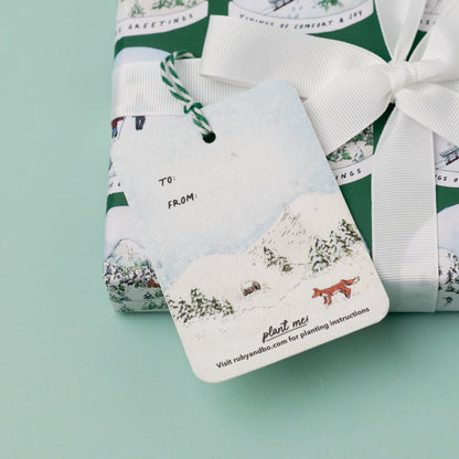 Winter Fox Plantable Gift Tags, Set of 5