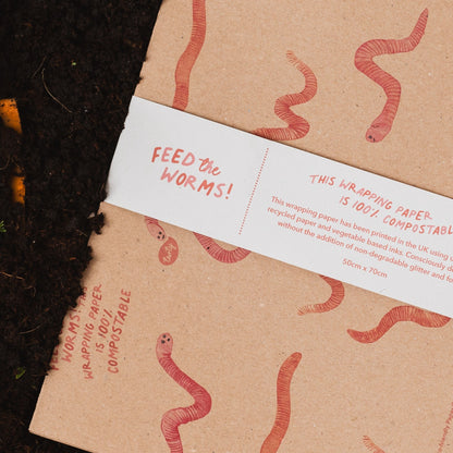 Feed the worms compostable wrapping paper