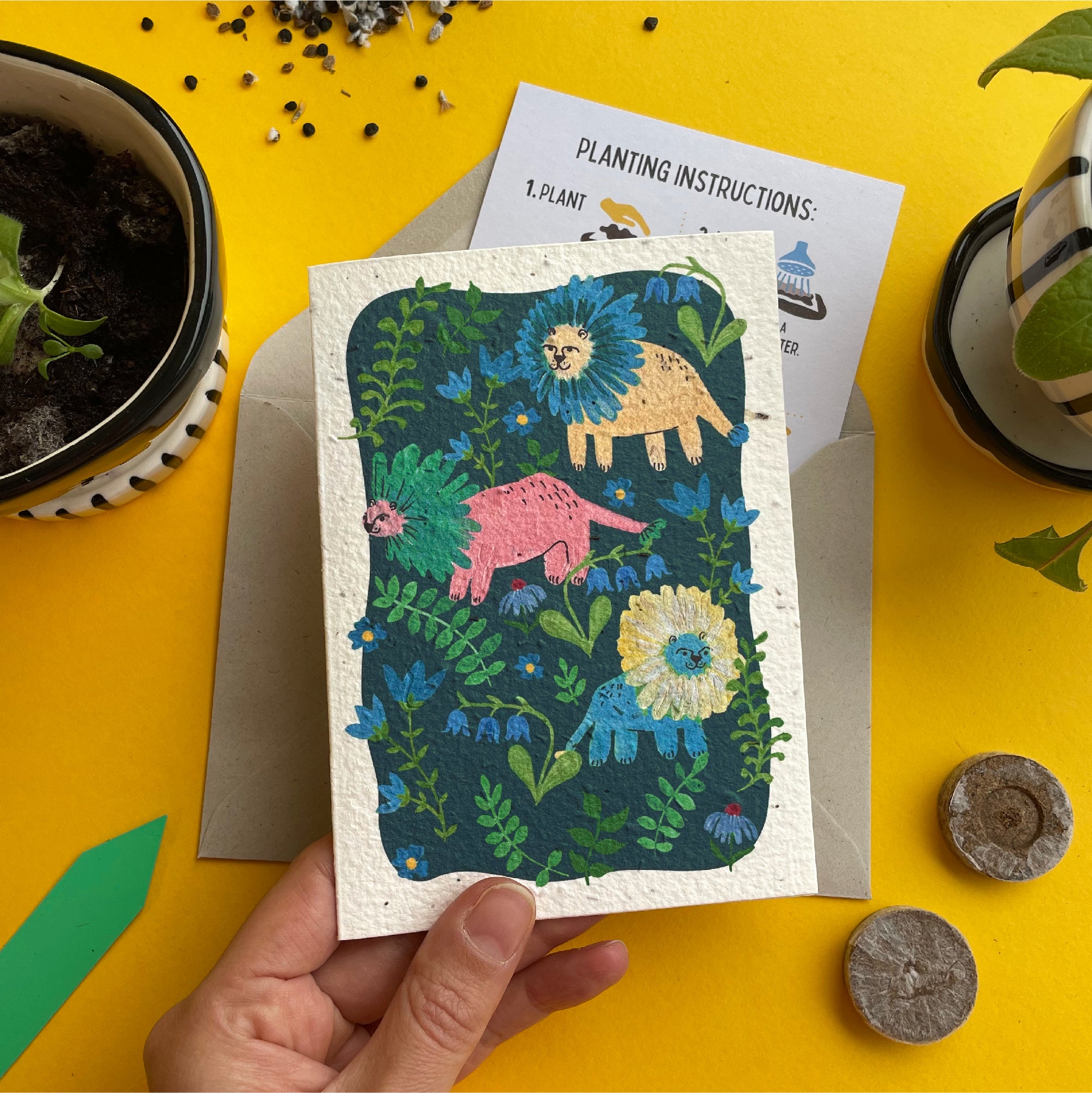 Flower Lions Plantable Card