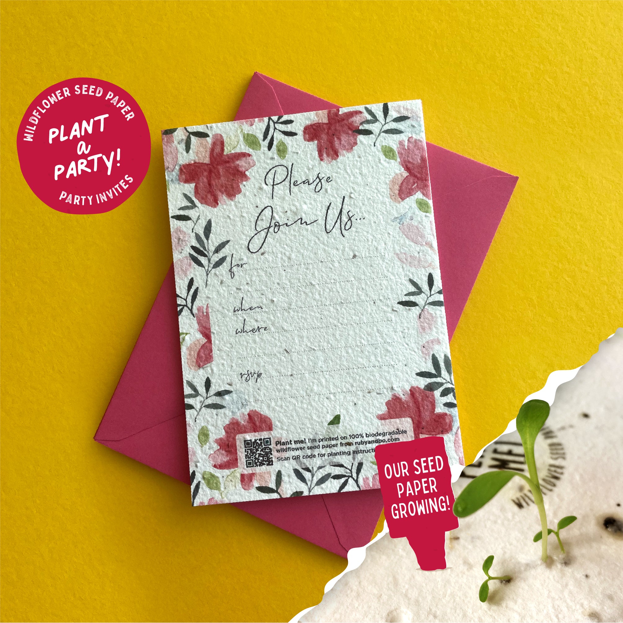 Roses Plant-a-Party Invitation Set