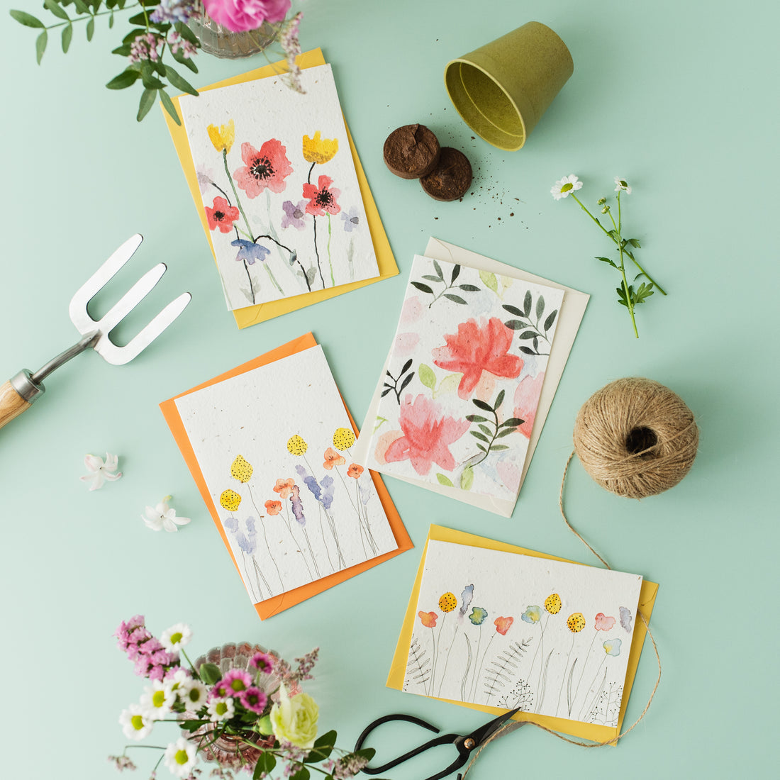 Floral Plantable Card Set of 4