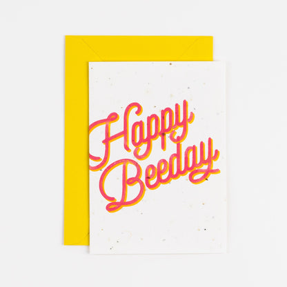 Happy beeday plantble birthday card in pink