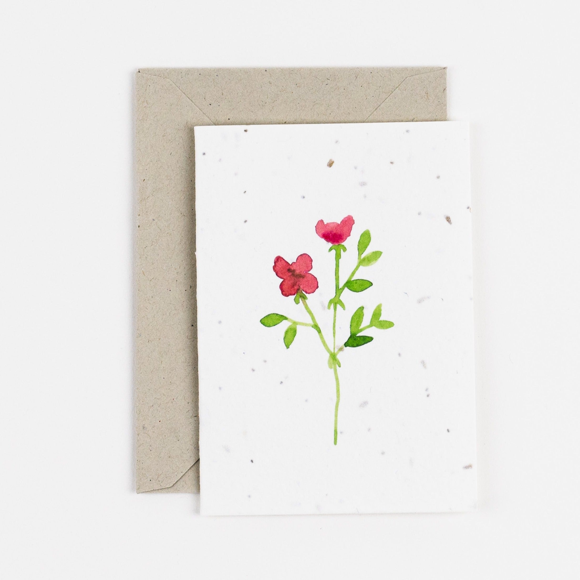 red rose plantable notelet