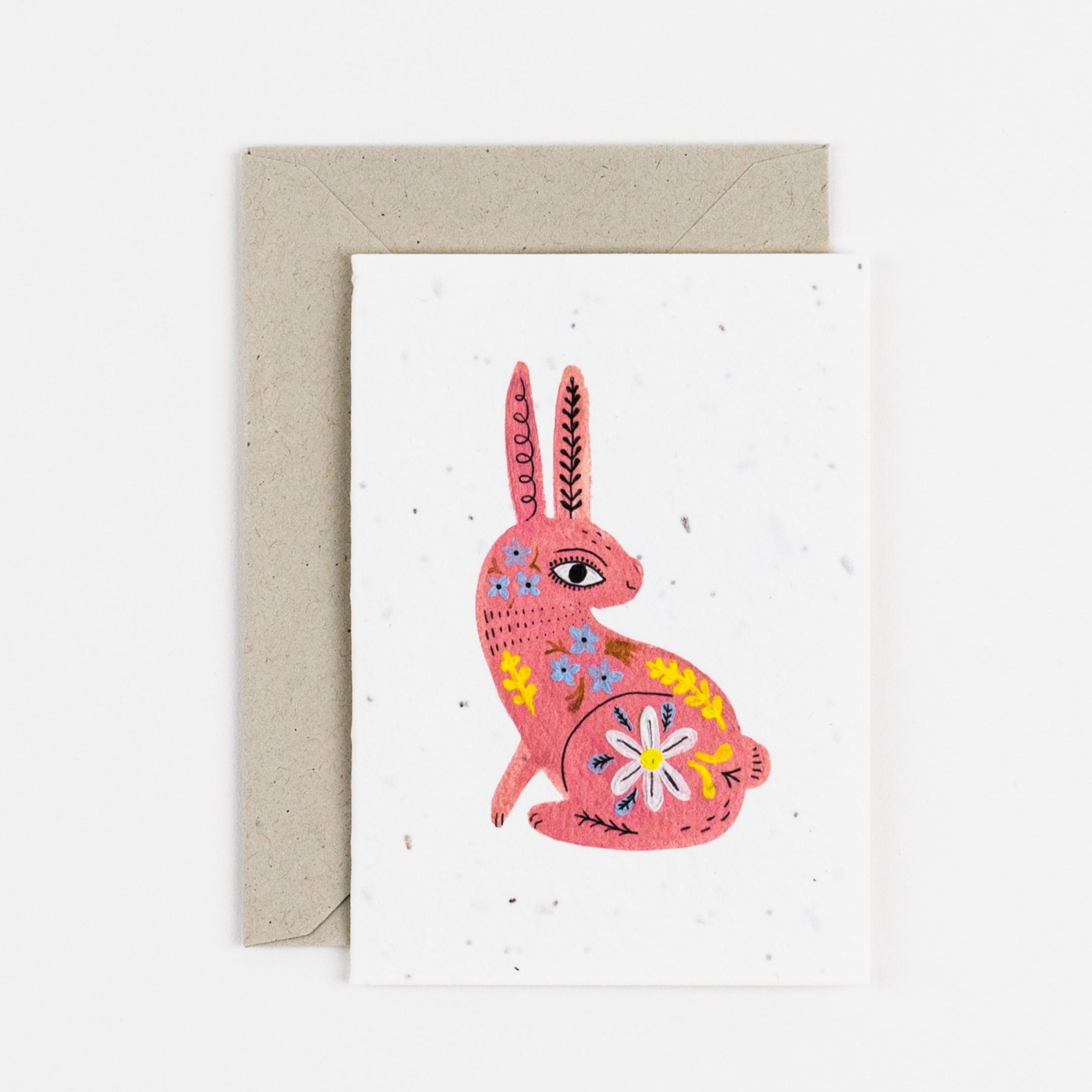 pink bunny notelet