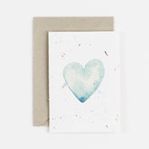 blue heart plantable notelet